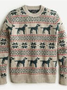 J Crew Fair Isle 100% wool Dog Sweater